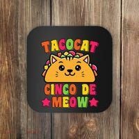 Funny Taco Cat Pun Tacocat Cute Taco Lover Cinco De Meow Coaster thumb 0
