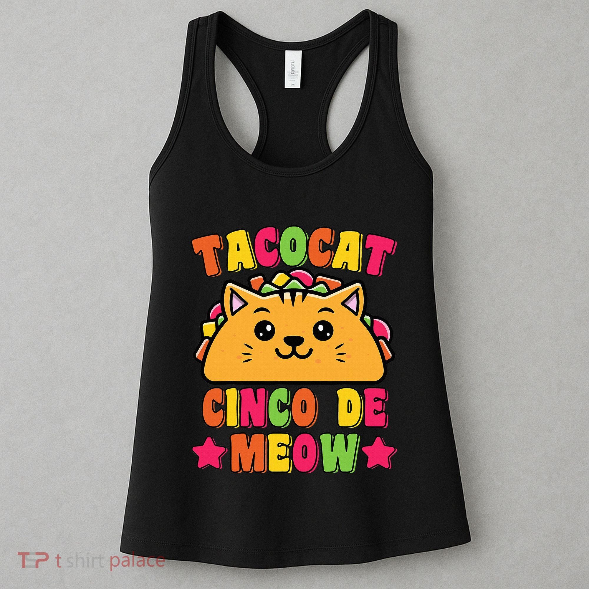 Funny Taco Cat Pun Tacocat Cute Taco Lover Cinco De Meow Women's Tank Top