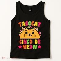 Funny Taco Cat Pun Tacocat Cute Taco Lover Cinco De Meow Tank Top thumb 2