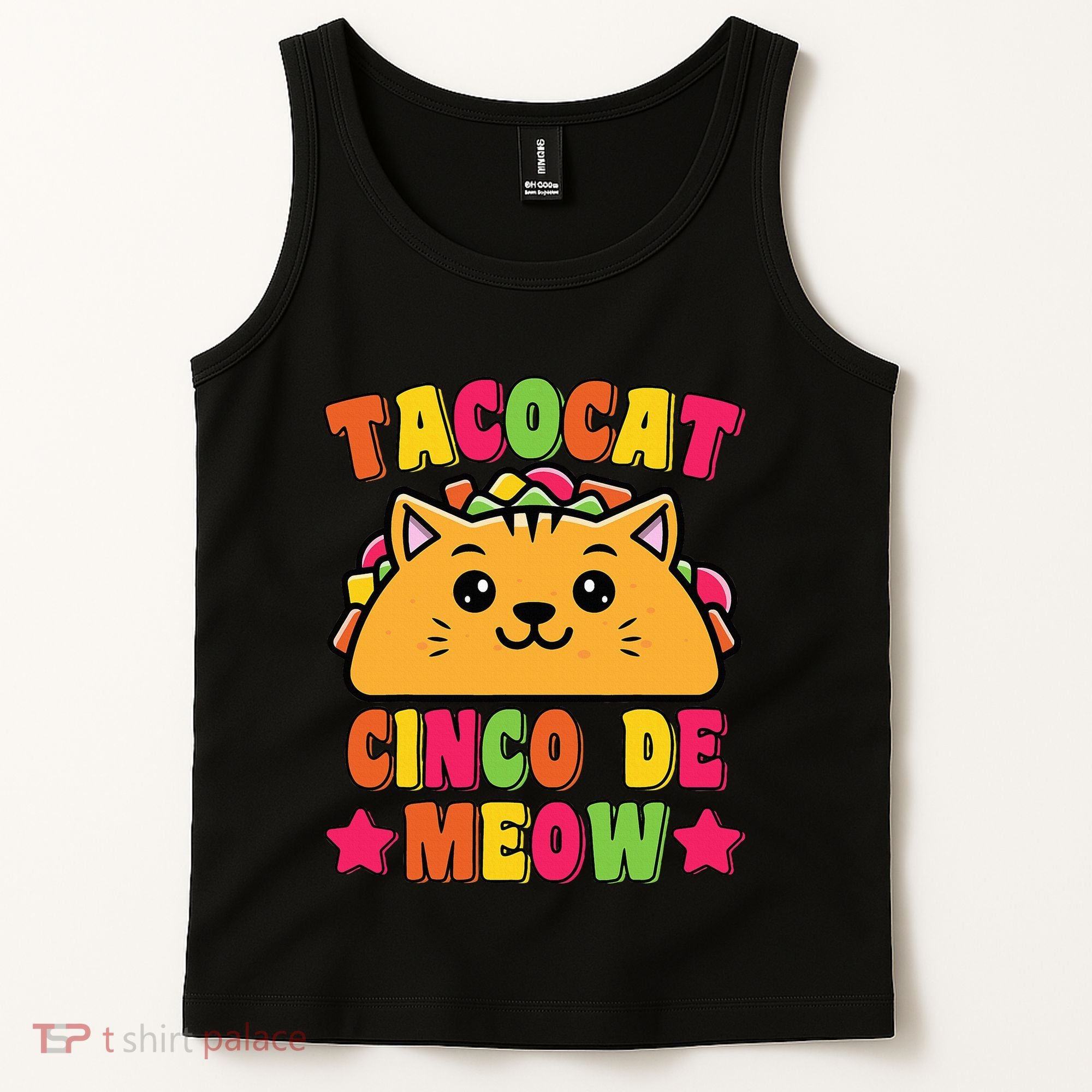 Funny Taco Cat Pun Tacocat Cute Taco Lover Cinco De Meow Tank Top