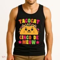 Funny Taco Cat Pun Tacocat Cute Taco Lover Cinco De Meow Tank Top thumb 3