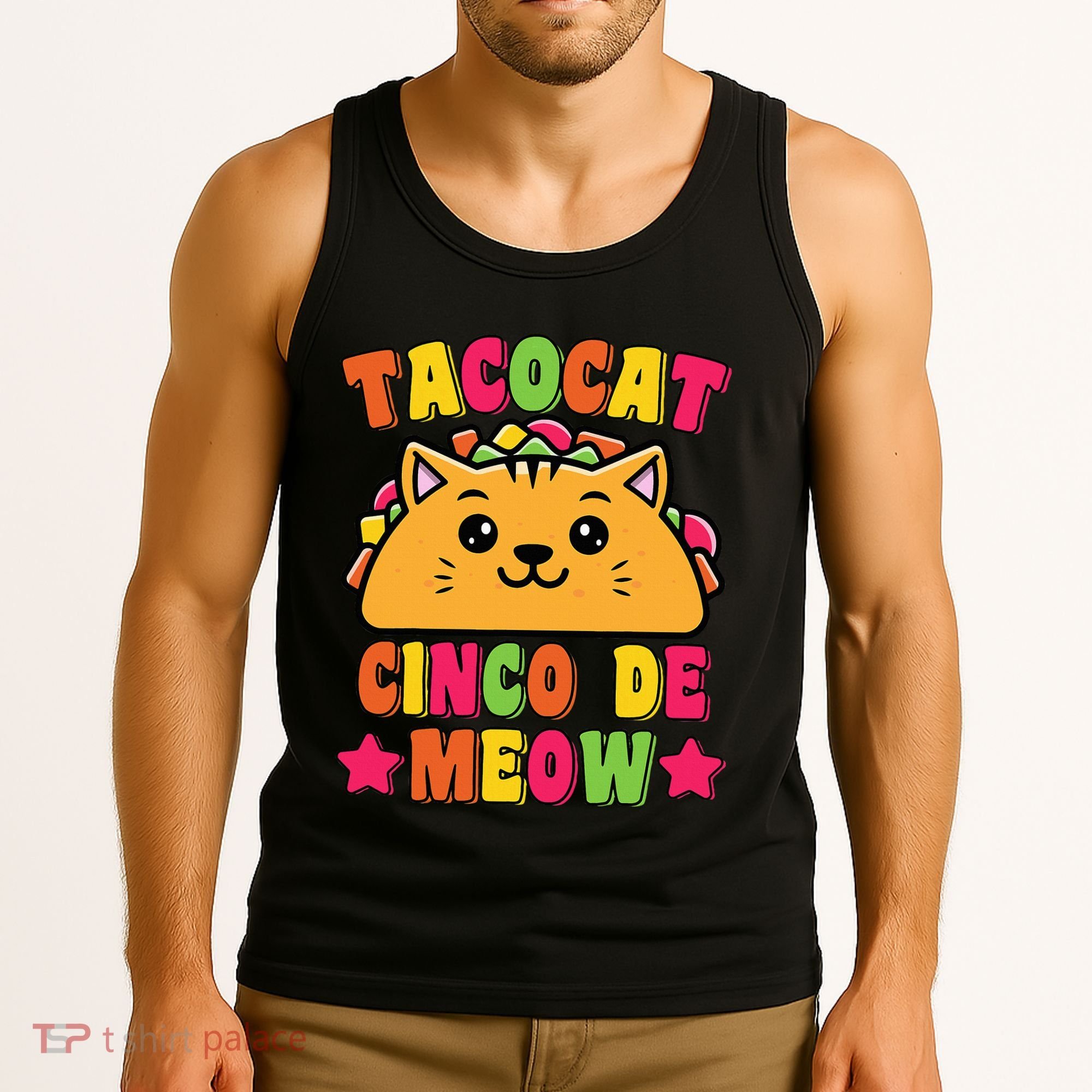 Funny Taco Cat Pun Tacocat Cute Taco Lover Cinco De Meow Tank Top