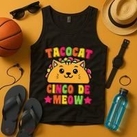 Funny Taco Cat Pun Tacocat Cute Taco Lover Cinco De Meow Tank Top thumb 4