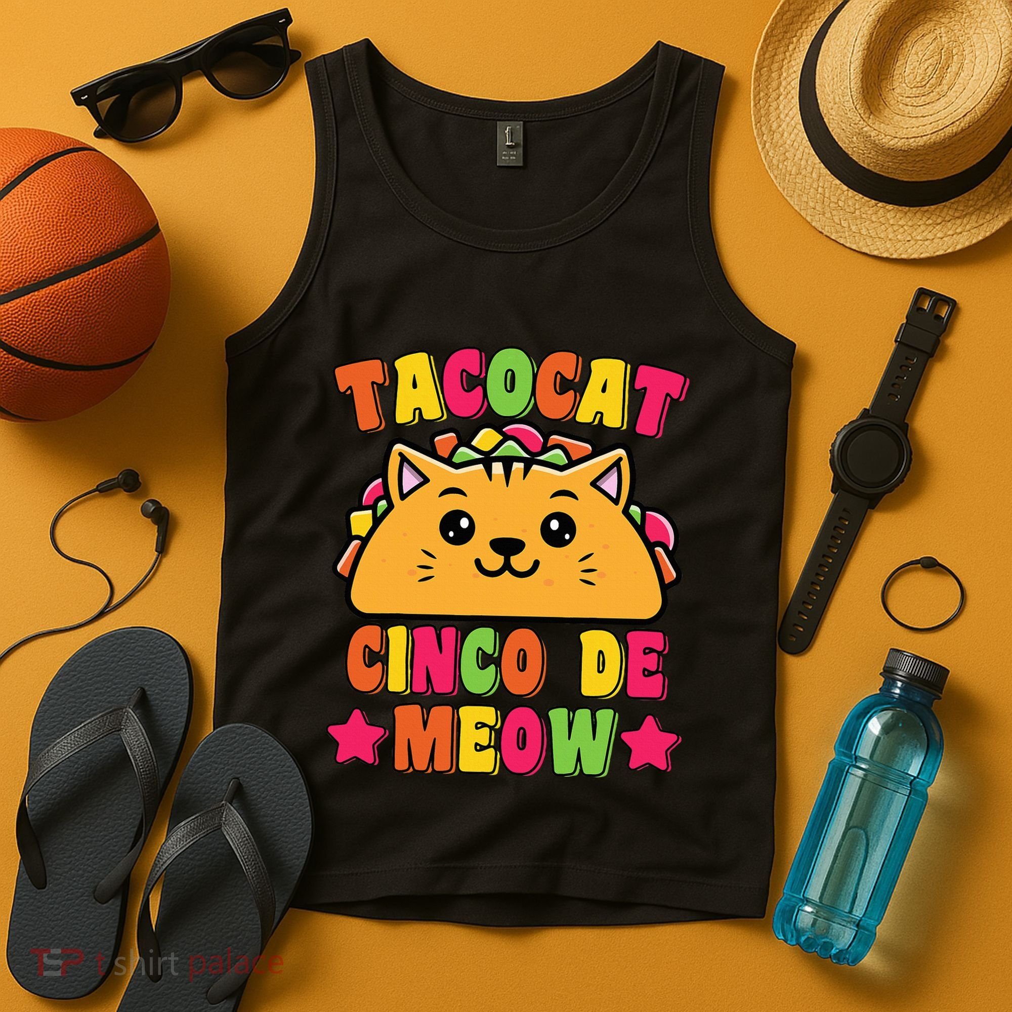 Funny Taco Cat Pun Tacocat Cute Taco Lover Cinco De Meow Tank Top
