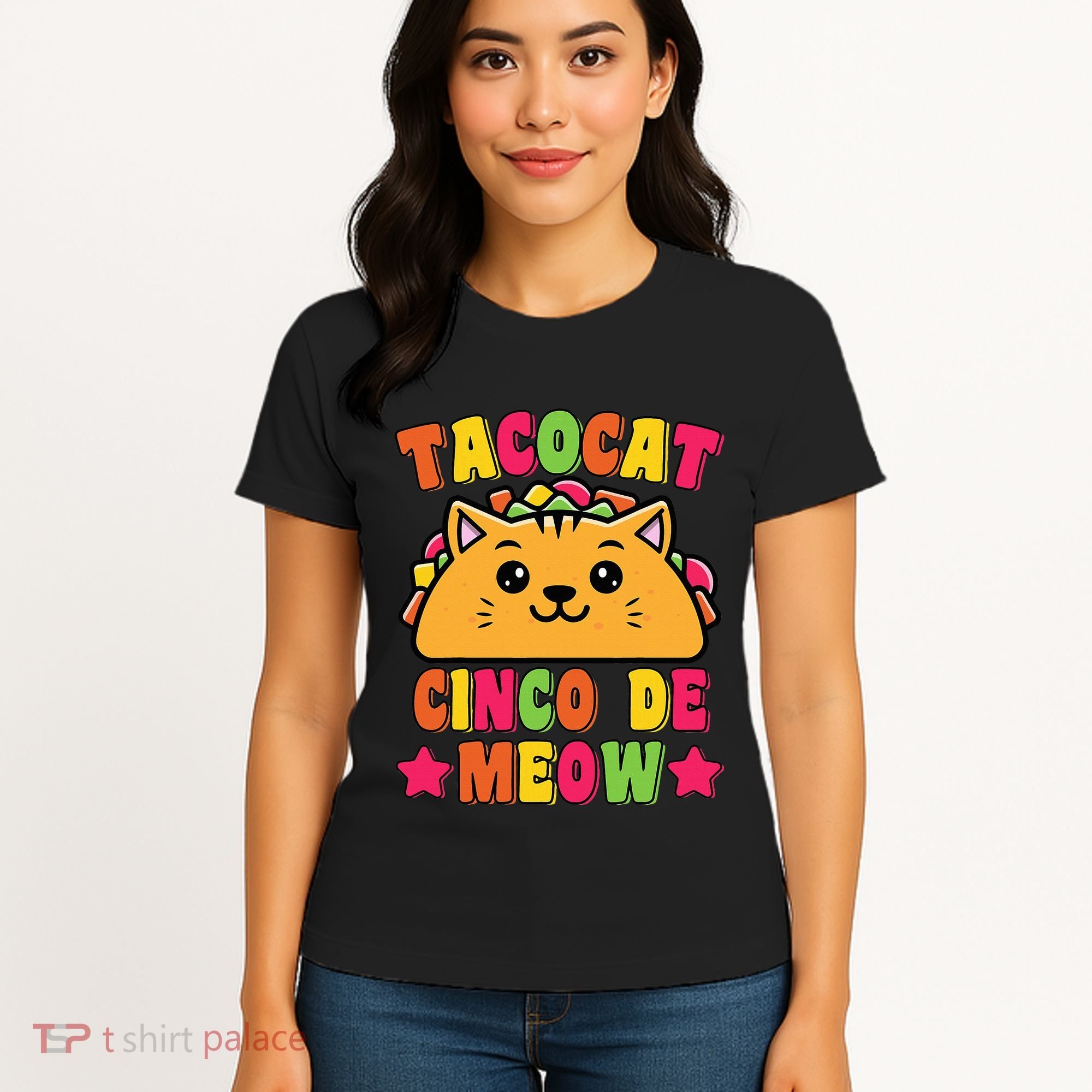 Funny Taco Cat Pun Tacocat Cute Taco Lover Cinco De Meow Women's T-Shirt