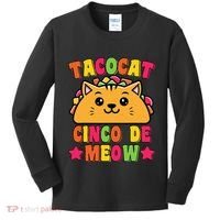 Funny Taco Cat Pun Tacocat Cute Taco Lover Cinco De Meow Kids Long Sleeve Shirt thumb 0