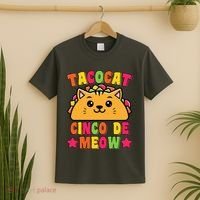 Funny Taco Cat Pun Tacocat Cute Taco Lover Cinco De Meow T-Shirt thumb 2