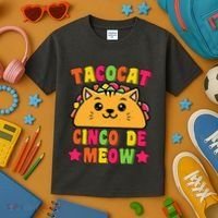 Funny Taco Cat Pun Tacocat Cute Taco Lover Cinco De Meow Kids T-Shirt thumb 3