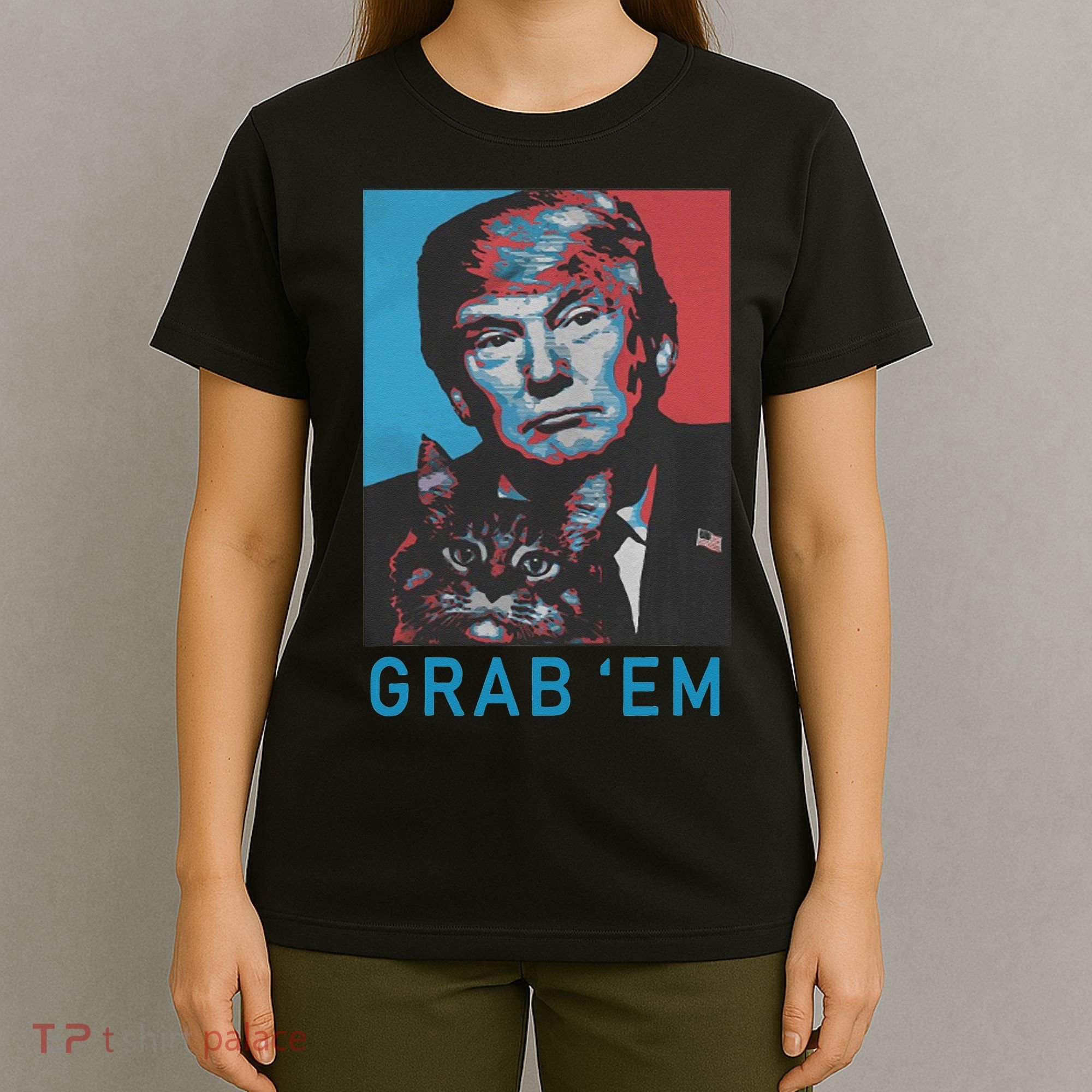 Funny Trump Cat Grab Em Vintage Retro Trump Gift T-Shirt
