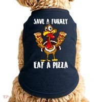 Funny Thanksgiving Costume Save A Turkey Eat A Pizza Doggie Tank thumb 0