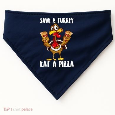 Funny Thanksgiving Costume Save A Turkey Eat A Pizza USA-Made Doggie Bandana