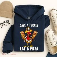 Funny Thanksgiving Costume Save A Turkey Eat A Pizza Hoodie thumb 4