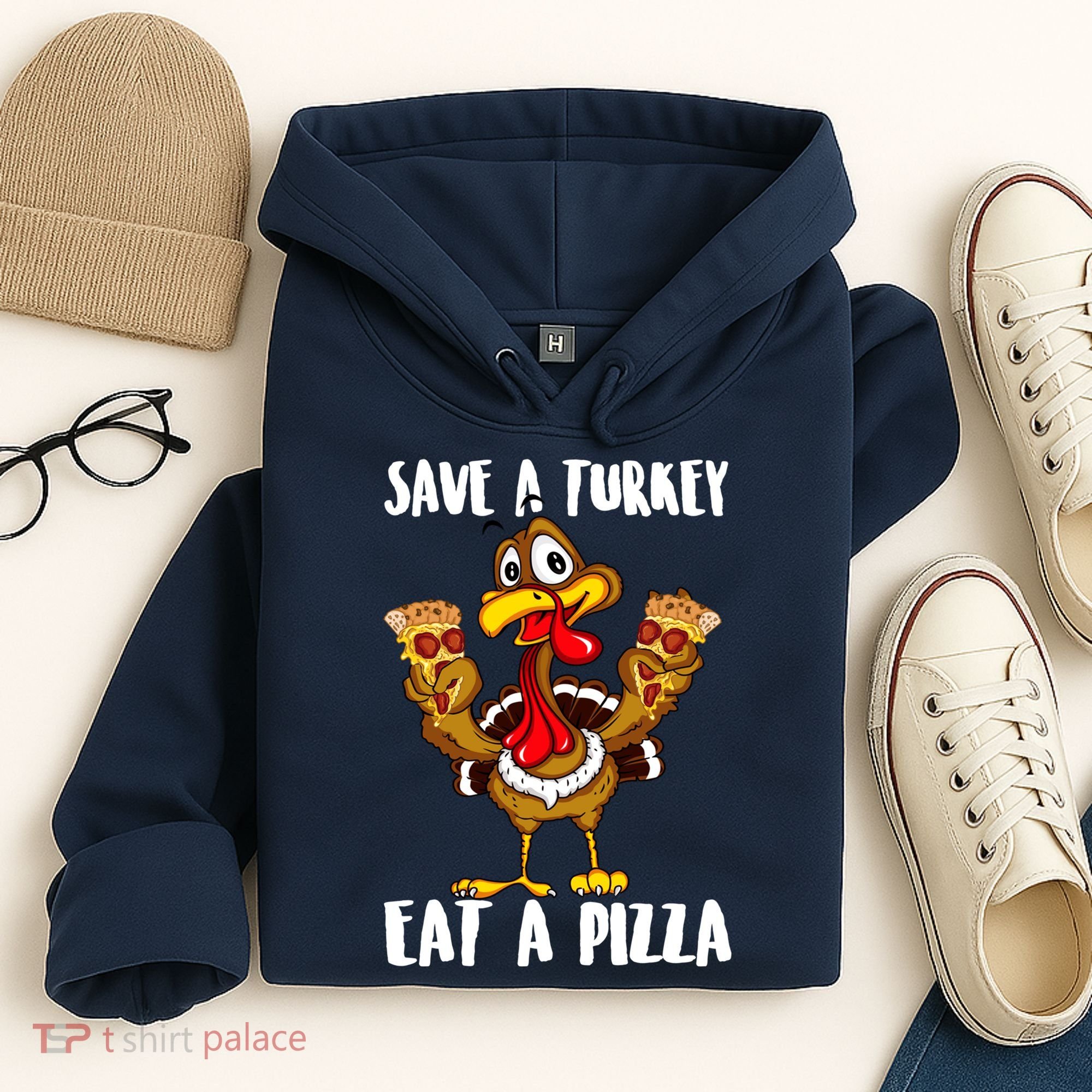 Funny Thanksgiving Costume Save A Turkey Eat A Pizza Hoodie