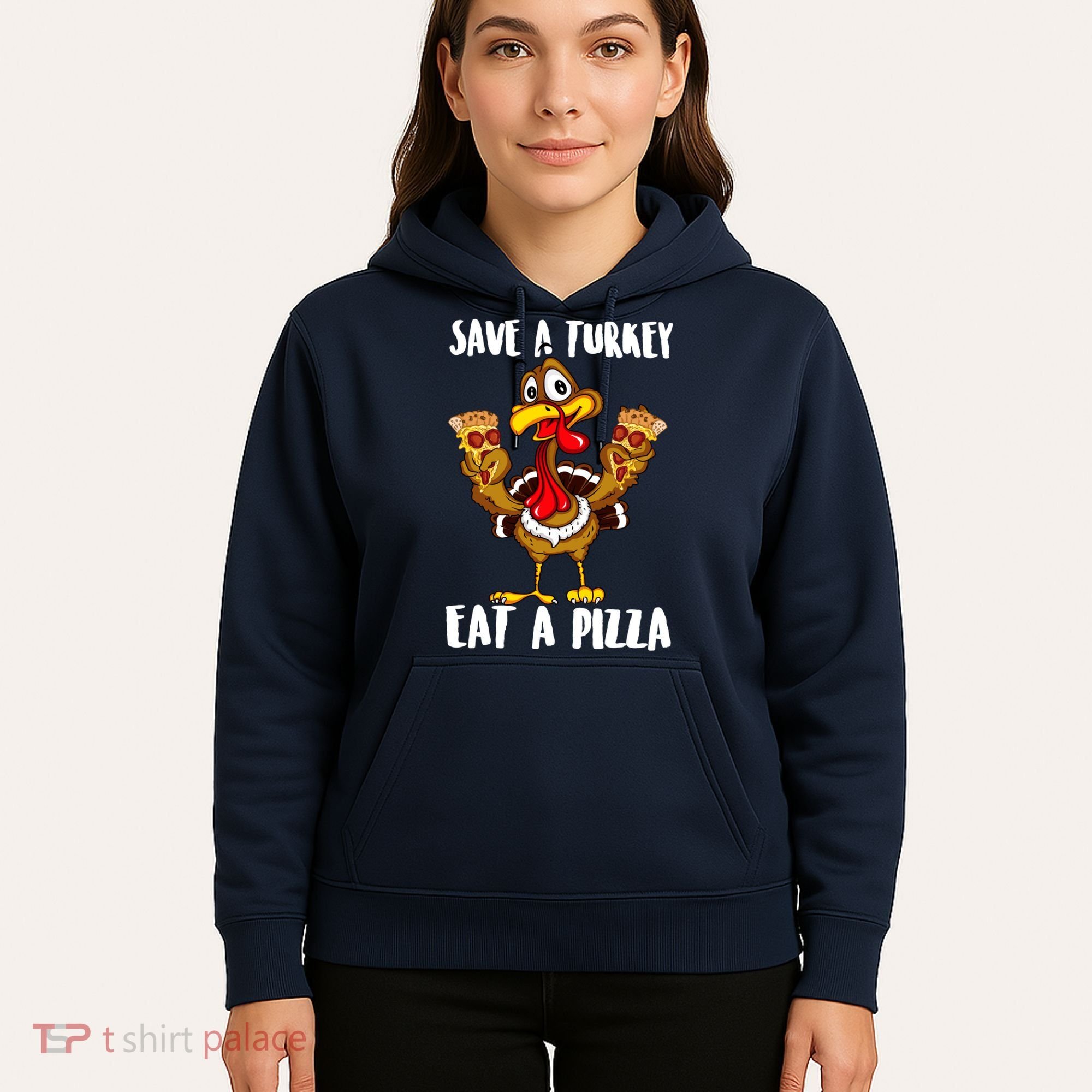 Funny Thanksgiving Costume Save A Turkey Eat A Pizza Hoodie