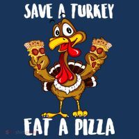 Funny Thanksgiving Costume Save A Turkey Eat A Pizza Coaster thumb 2