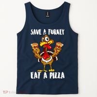 Funny Thanksgiving Costume Save A Turkey Eat A Pizza Tank Top thumb 2