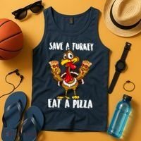 Funny Thanksgiving Costume Save A Turkey Eat A Pizza Tank Top thumb 4