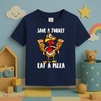 Funny Thanksgiving Costume Save A Turkey Eat A Pizza Toddler T-Shirt thumb 3