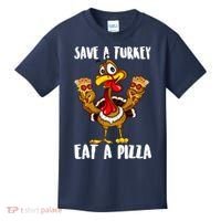 Funny Thanksgiving Costume Save A Turkey Eat A Pizza Kids T-Shirt thumb 0