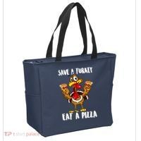 Funny Thanksgiving Costume Save A Turkey Eat A Pizza Tote Bag thumb 2