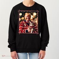 Funny Trump Christmas Sweater For Cat Lovers Women's Sweatshirt thumb 0