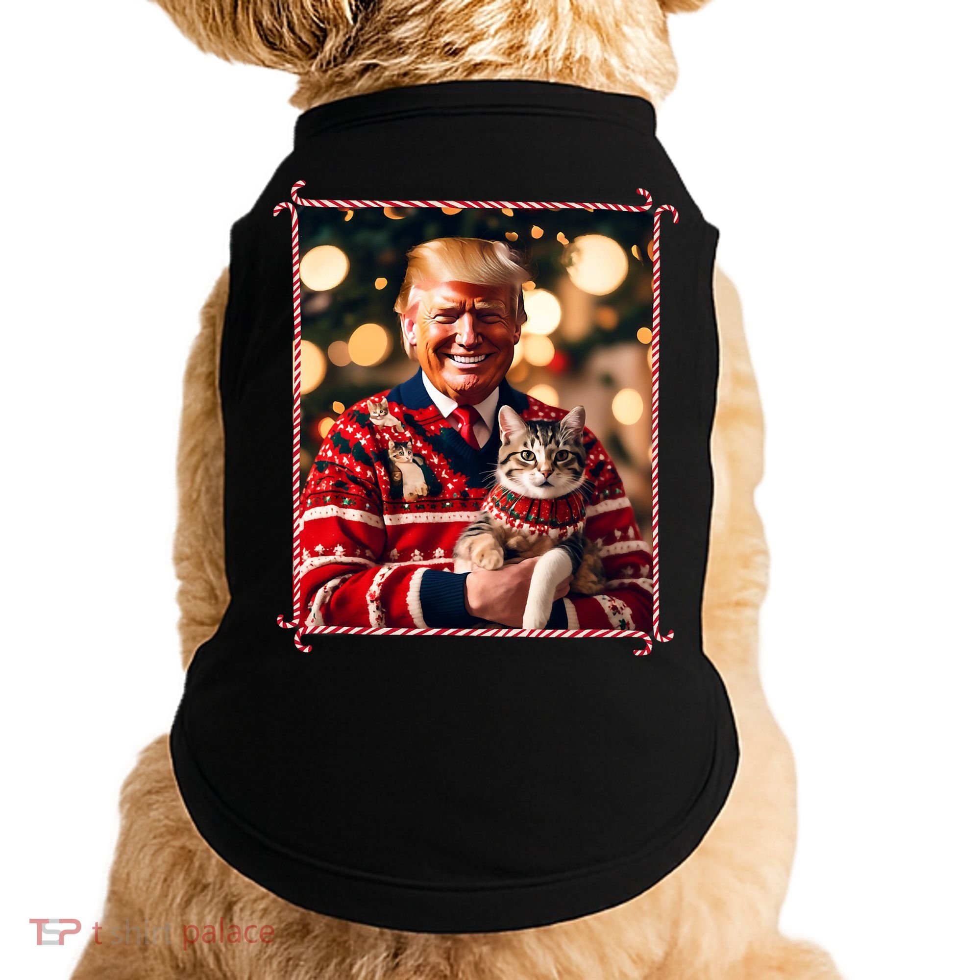 Funny Trump Christmas Sweater For Cat Lovers Doggie Tank