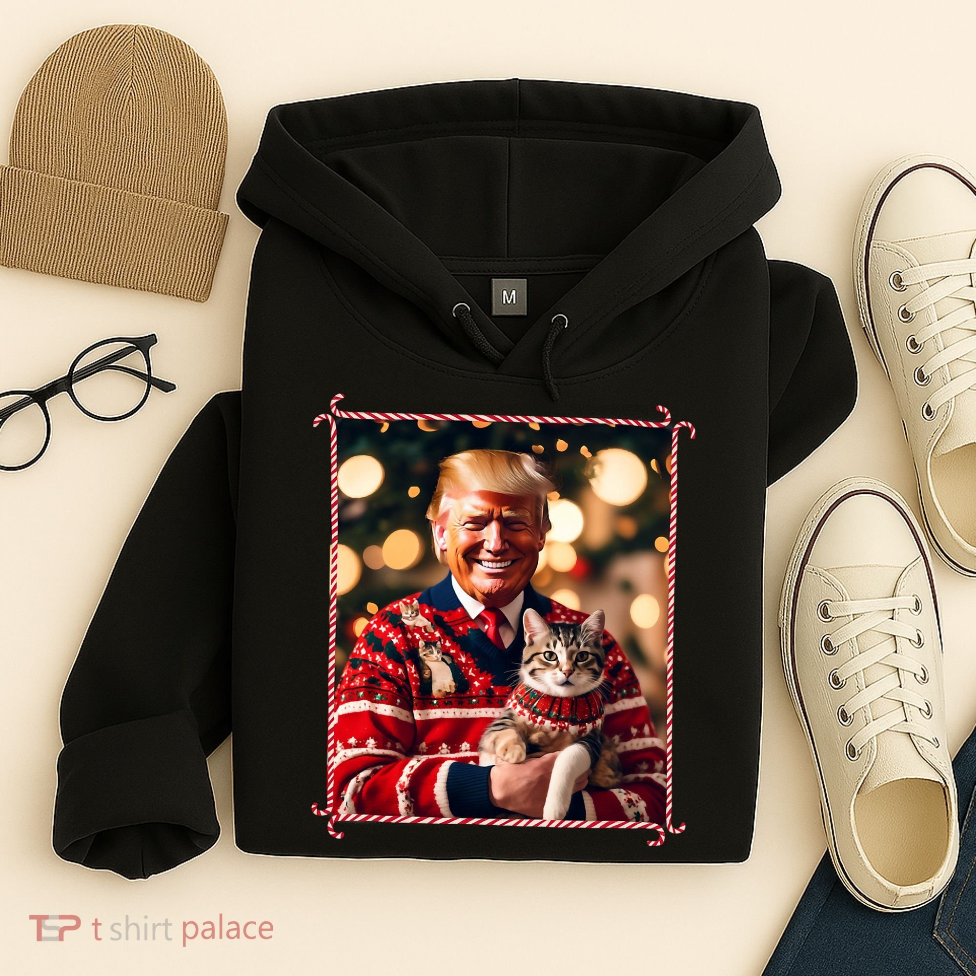 Funny Trump Christmas Sweater For Cat Lovers Hoodie