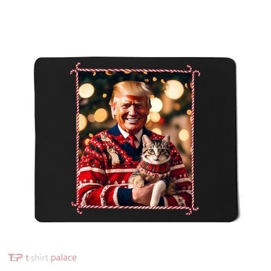 Funny Trump Christmas Sweater For Cat Lovers Mousepad