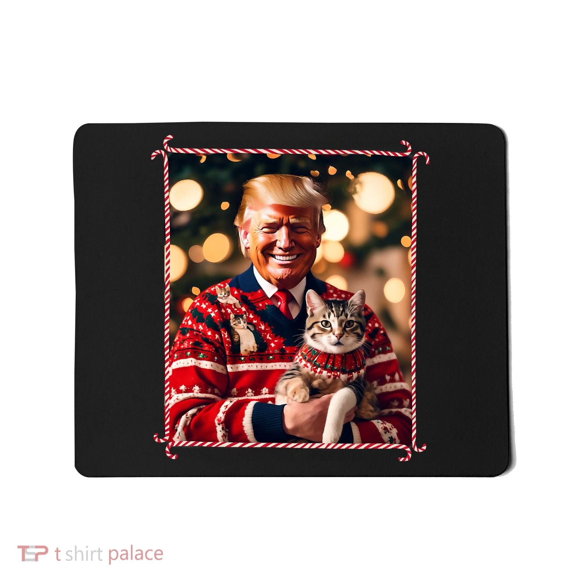 Funny Trump Christmas Sweater For Cat Lovers Mousepad