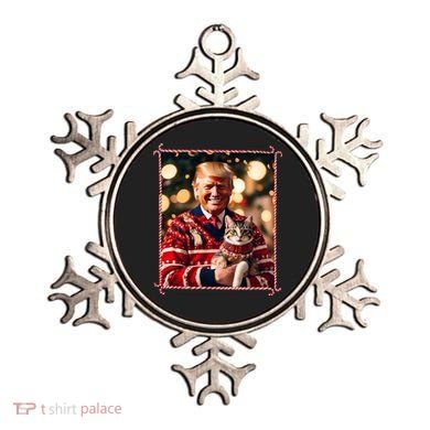 Funny Trump Christmas Sweater For Cat Lovers Ornament