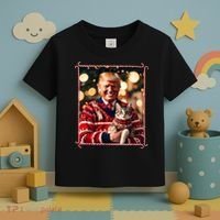 Funny Trump Christmas Sweater For Cat Lovers Toddler T-Shirt thumb 3