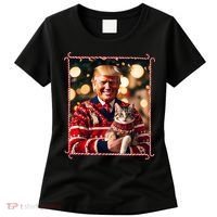 Funny Trump Christmas Sweater For Cat Lovers Women's T-Shirt thumb 0