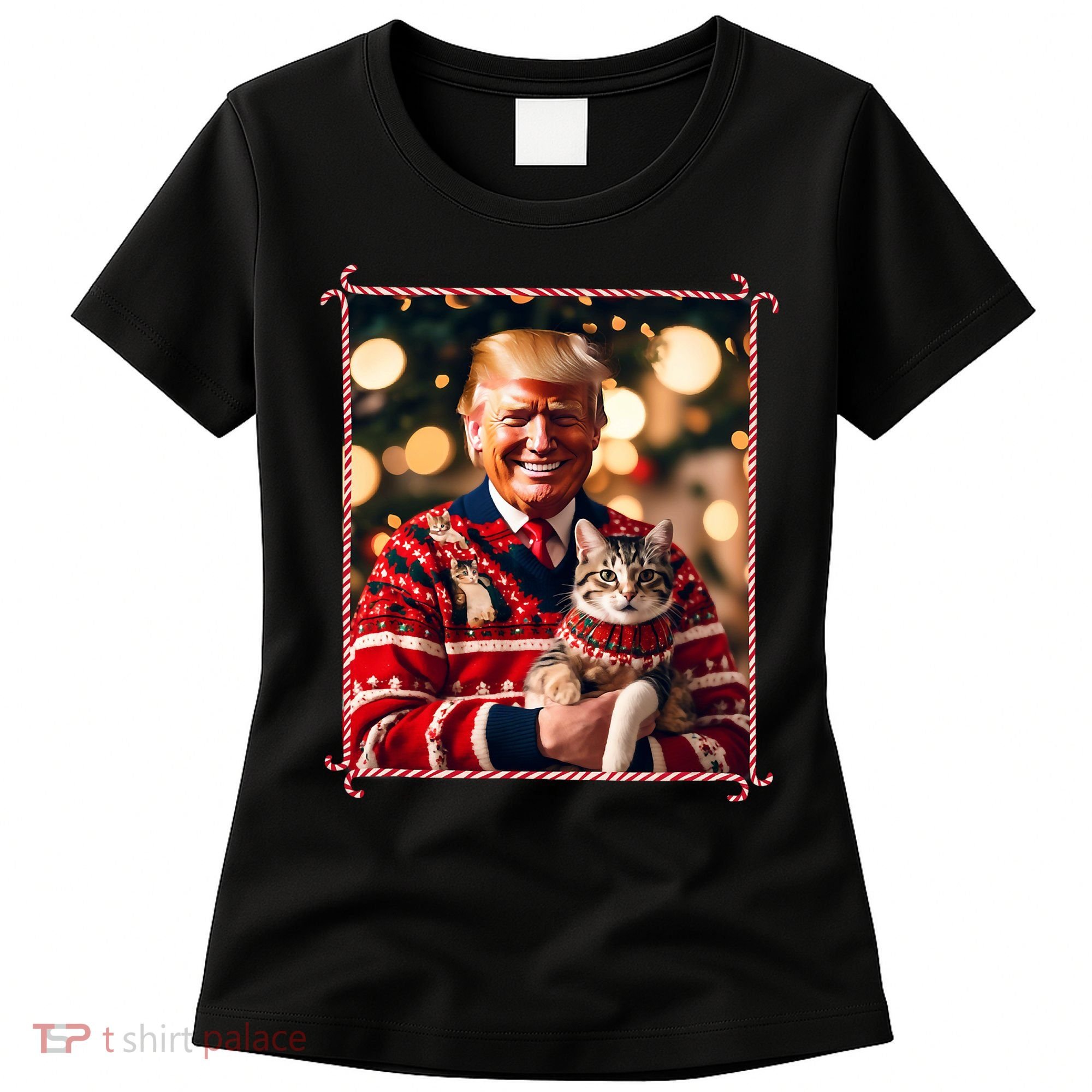 Funny Trump Christmas Sweater For Cat Lovers Women's T-Shirt