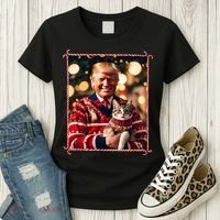 Funny Trump Christmas Sweater For Cat Lovers Women's T-Shirt thumb 3