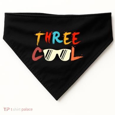 Funny Three Cool Glasses Years Old 3rd Birthday Anniversary USA-Made Doggie Bandana
