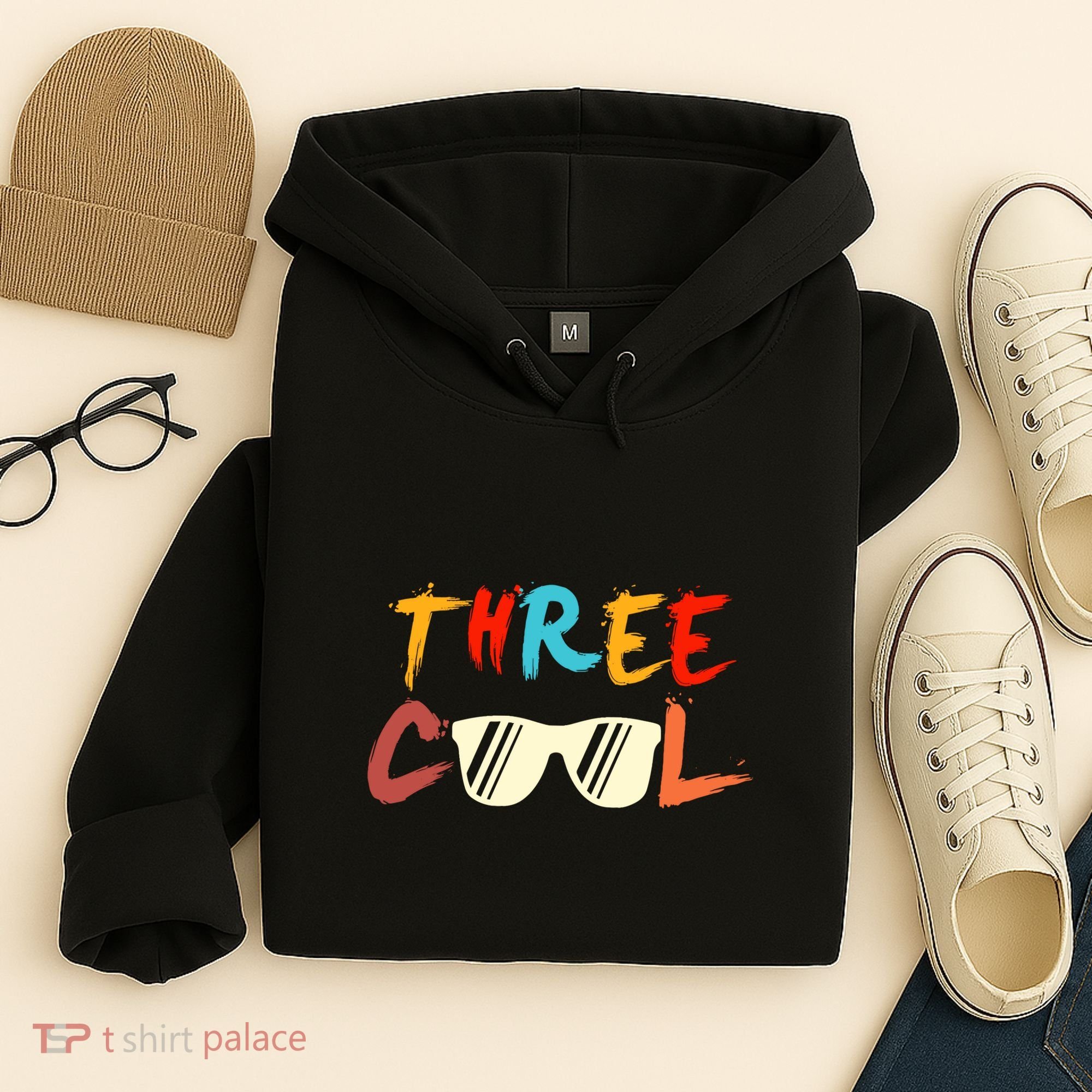 Funny Three Cool Glasses Years Old 3rd Birthday Anniversary Hoodie