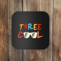 Funny Three Cool Glasses Years Old 3rd Birthday Anniversary Coaster thumb 0