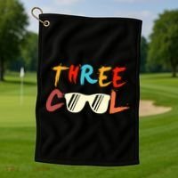 Funny Three Cool Glasses Years Old 3rd Birthday Anniversary Golf Towel thumb 1