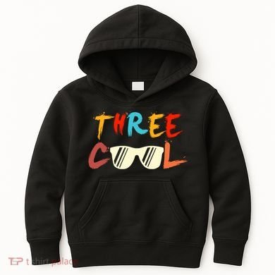 Funny Three Cool Glasses Years Old 3rd Birthday Anniversary Kids Hoodie