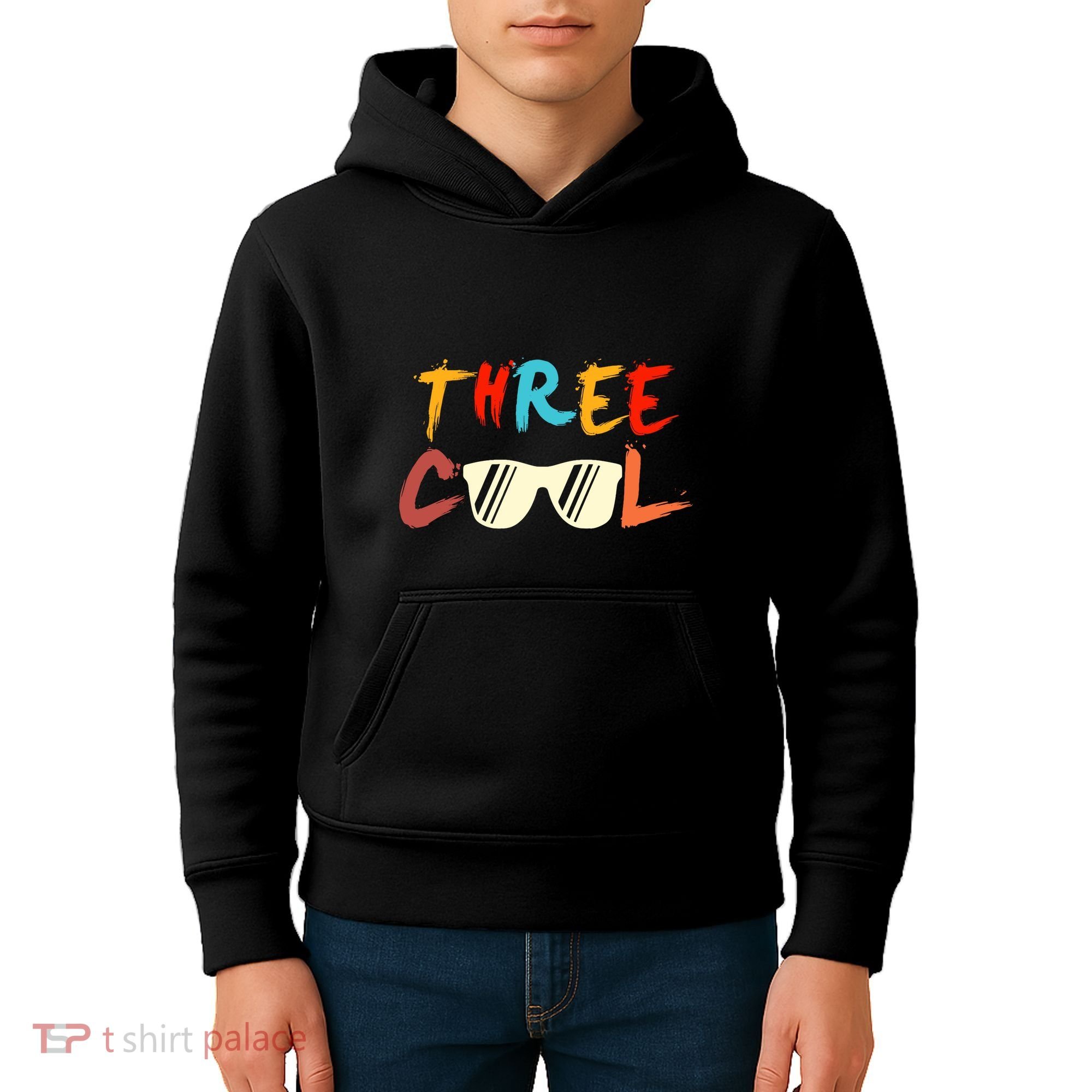 Funny Three Cool Glasses Years Old 3rd Birthday Anniversary Kids Hoodie