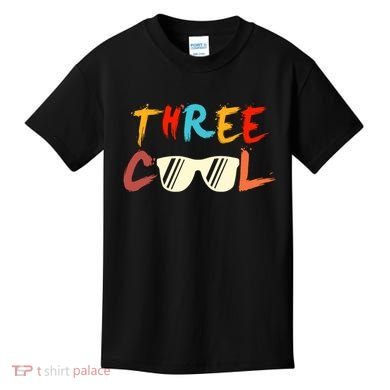 Funny Three Cool Glasses Years Old 3rd Birthday Anniversary Kids T-Shirt