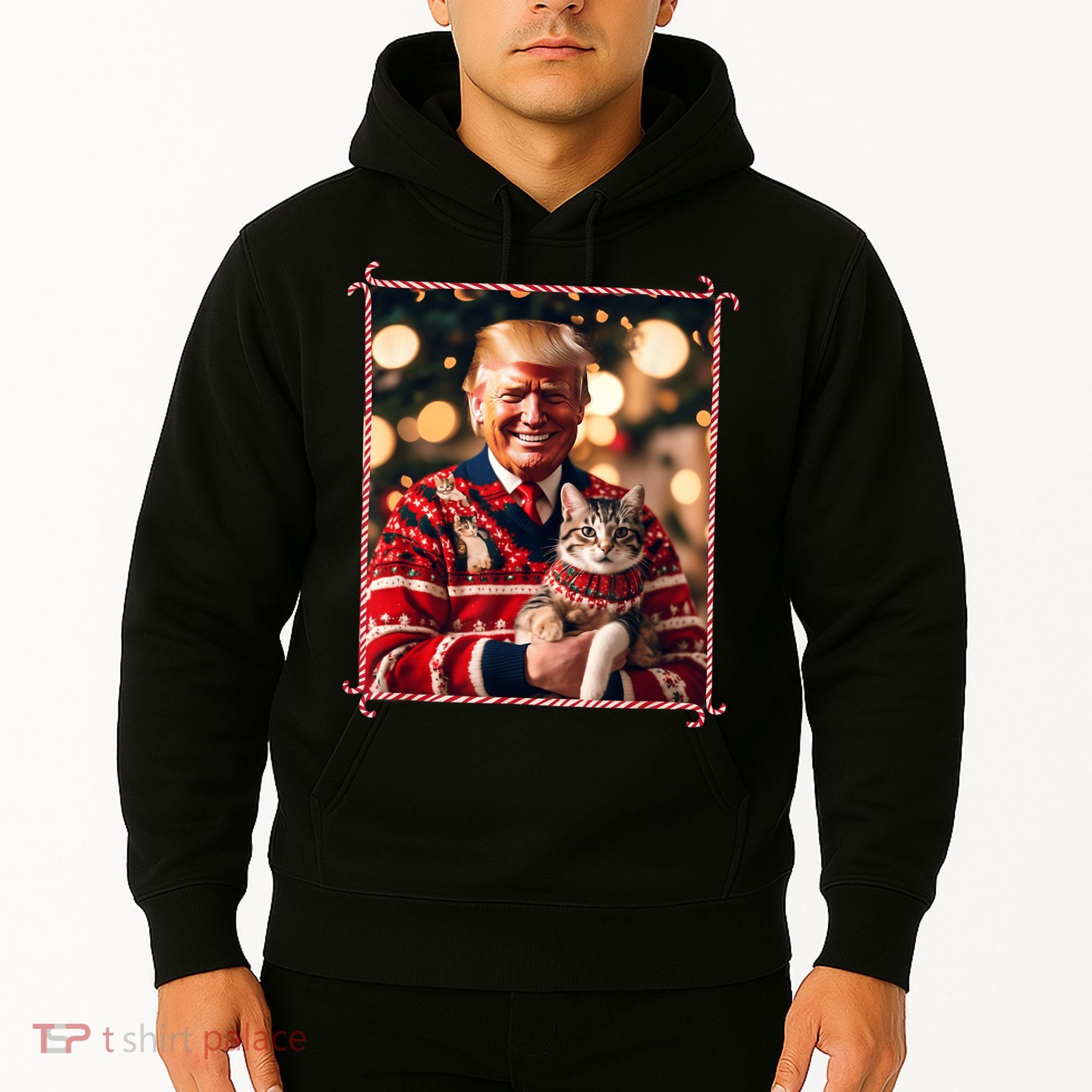 Funny Trump Christmas Sweater For Cat Lovers Hoodie
