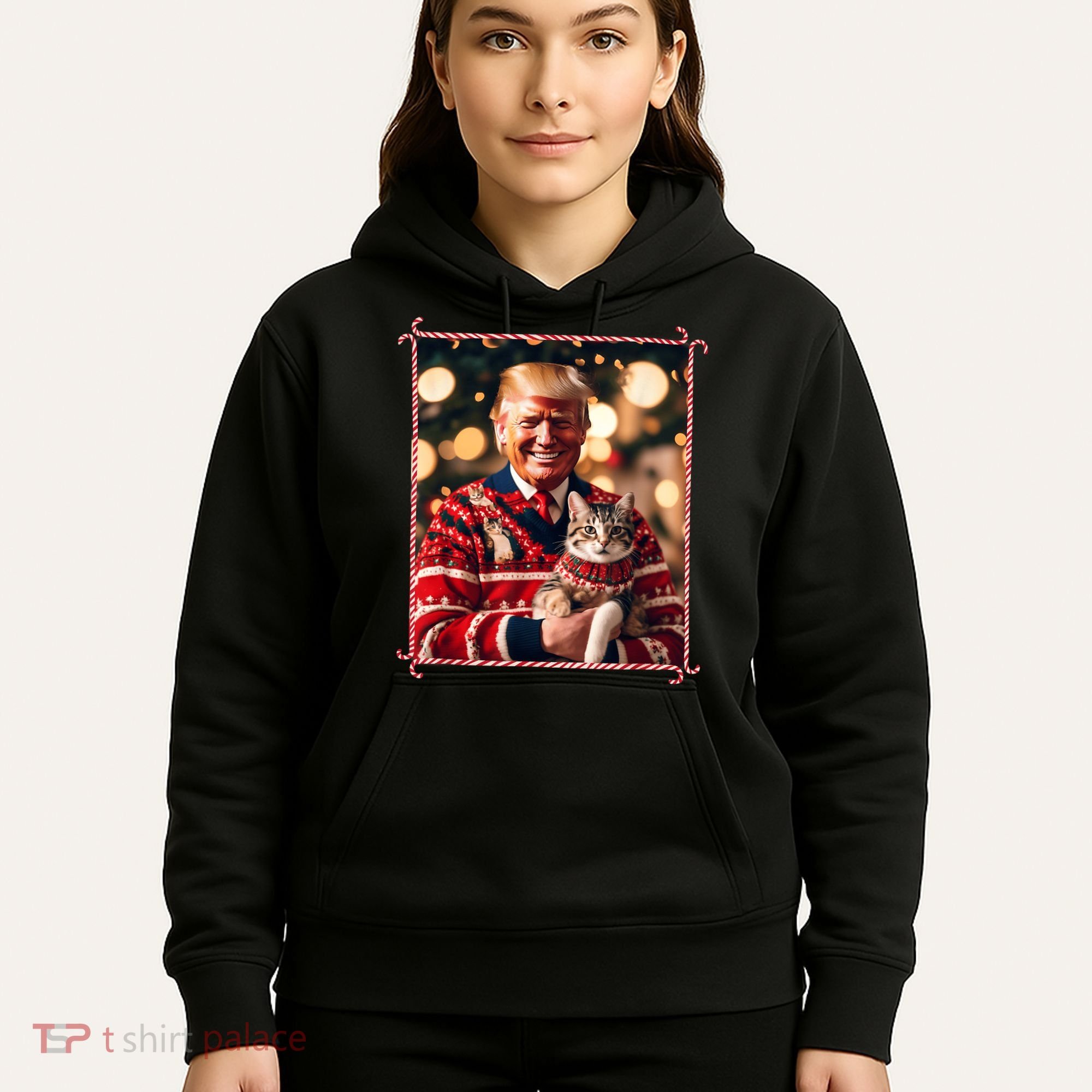 Funny Trump Christmas Sweater For Cat Lovers Hoodie