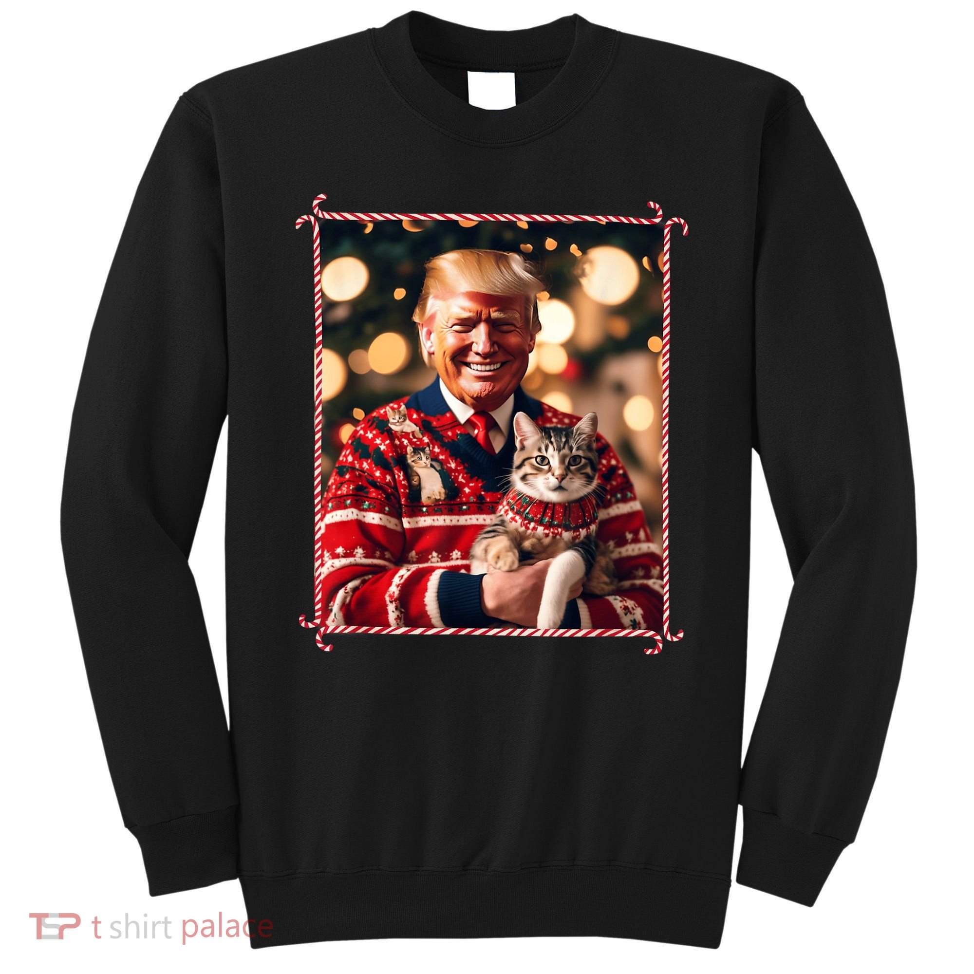 Funny Trump Christmas Sweater For Cat Lovers Sweatshirt