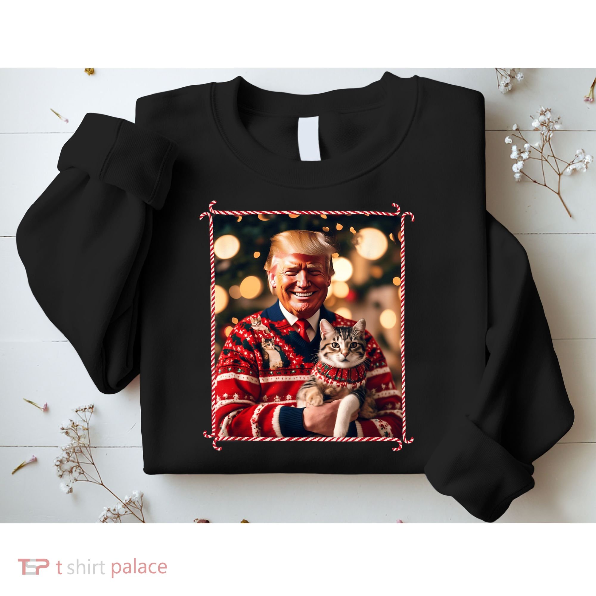 Funny Trump Christmas Sweater For Cat Lovers Sweatshirt
