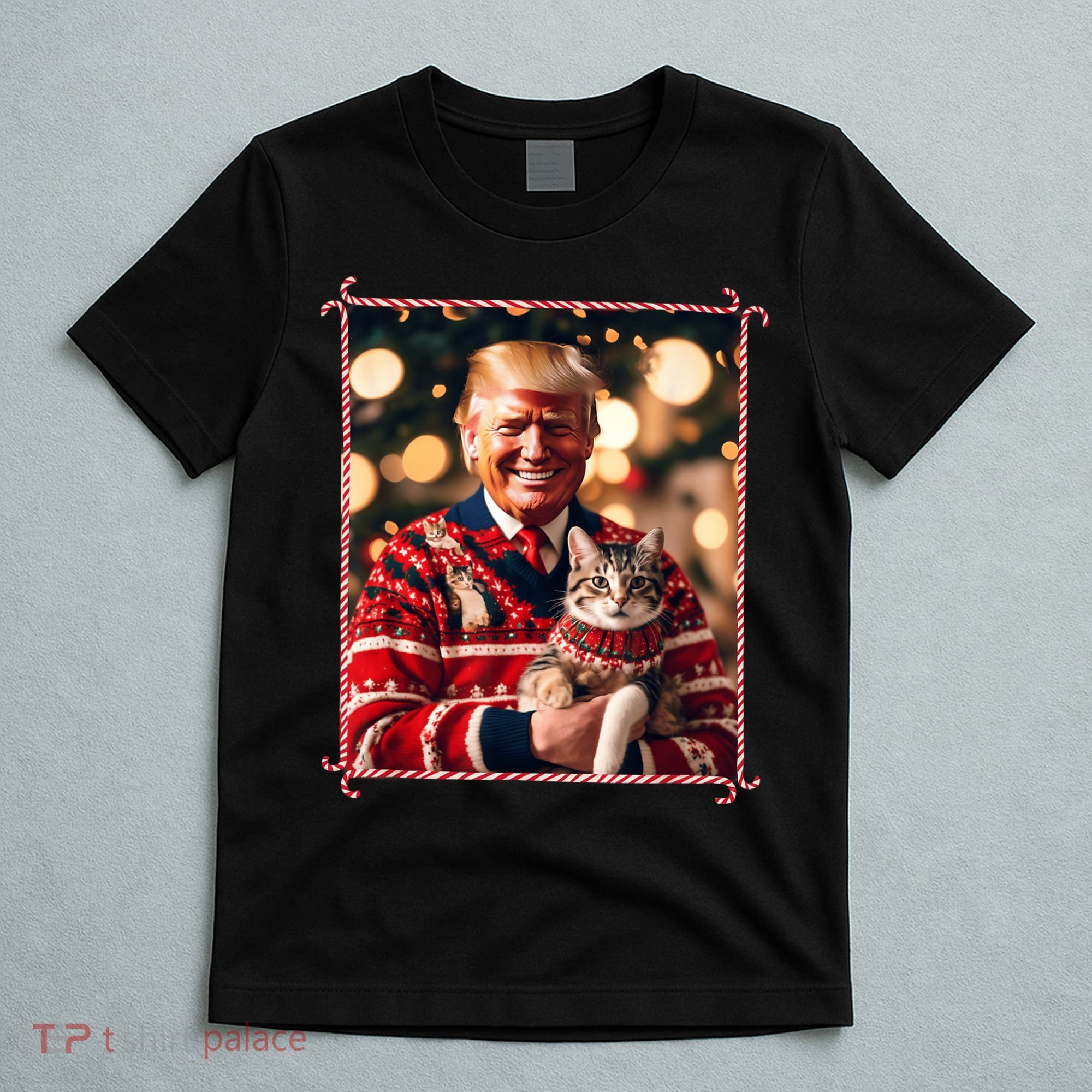 Funny Trump Christmas Sweater For Cat Lovers T-Shirt
