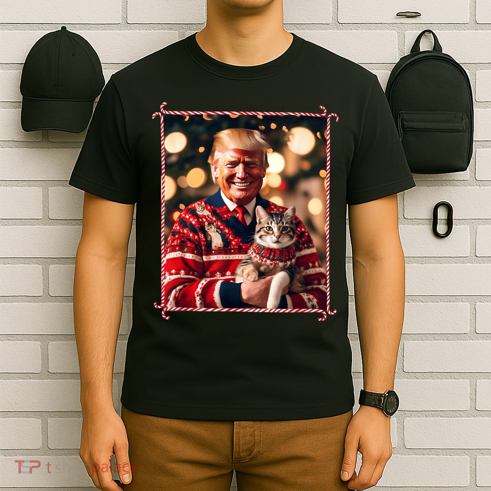 Funny Trump Christmas Sweater For Cat Lovers T-Shirt