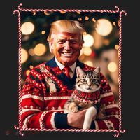 Funny Trump Christmas Sweater For Cat Lovers Beanie thumb 2