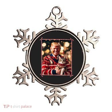 Funny Trump Christmas Sweater For Cat Lovers Ornament