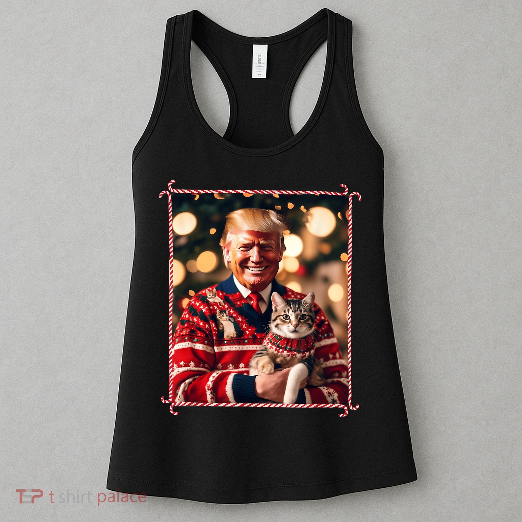 Funny Trump Christmas Sweater For Cat Lovers Women's Tank Top